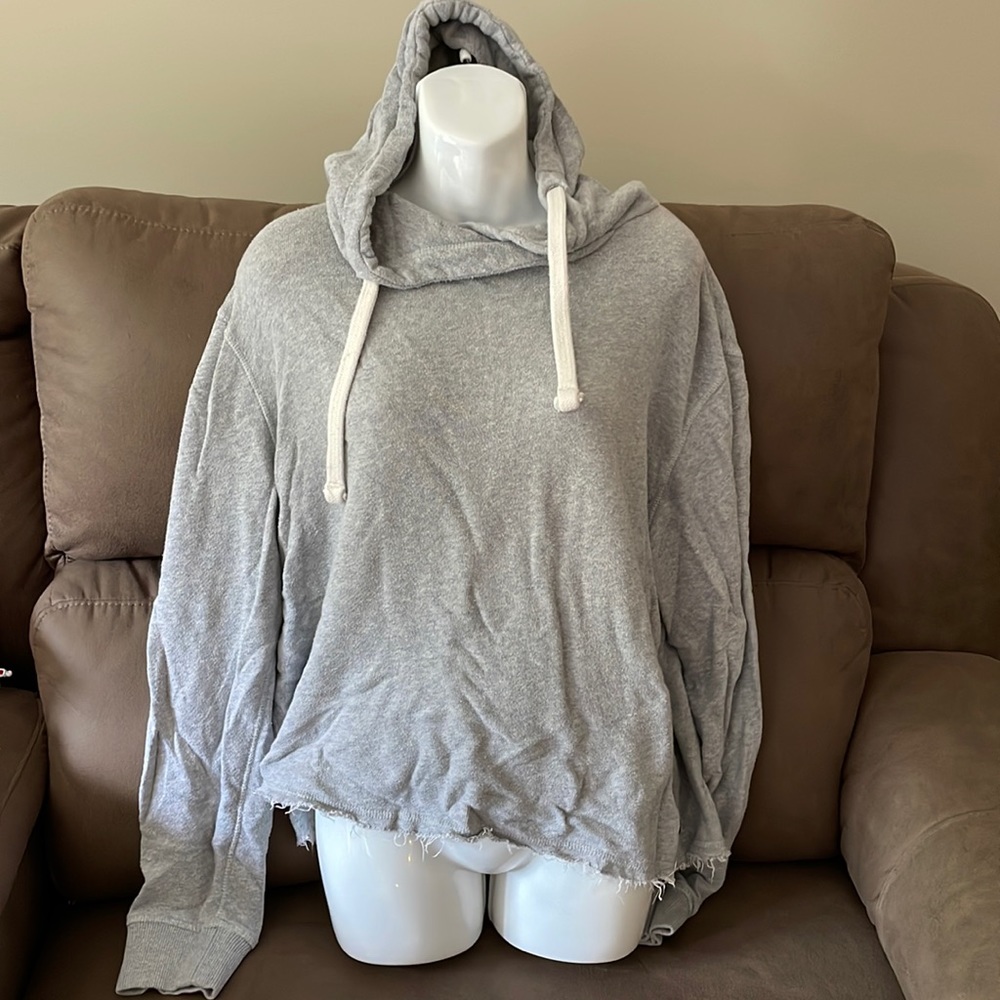 SuperDry Sportswear Raw Hem Cropped Hoodie Athletic